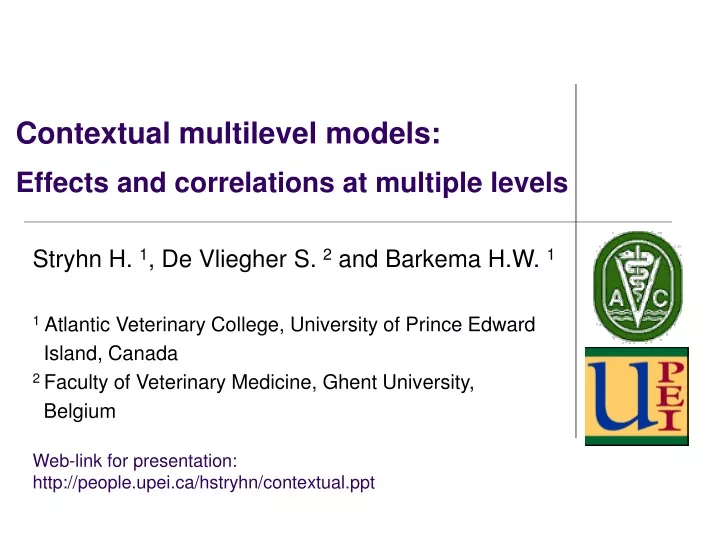 contextual multilevel models effects and correlations at multiple levels