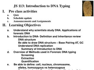 JS 113: Introduction to DNA Typing