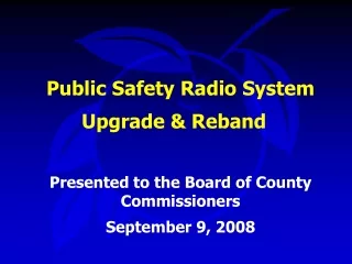 Public Safety Radio System 			Upgrade &amp; Reband