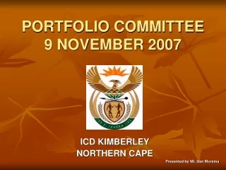 PORTFOLIO COMMITTEE 9 NOVEMBER 2007