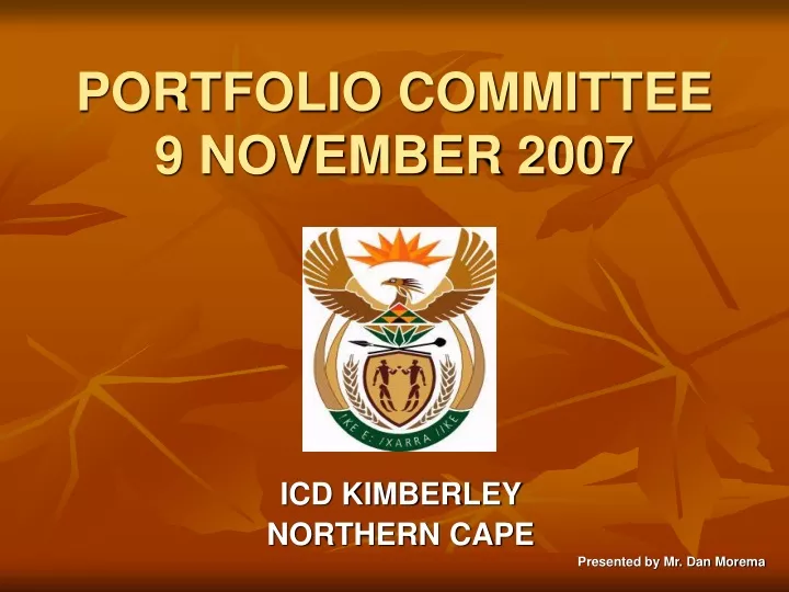 portfolio committee 9 november 2007
