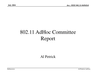 802.11 AdHoc Committee  Report Al Petrick