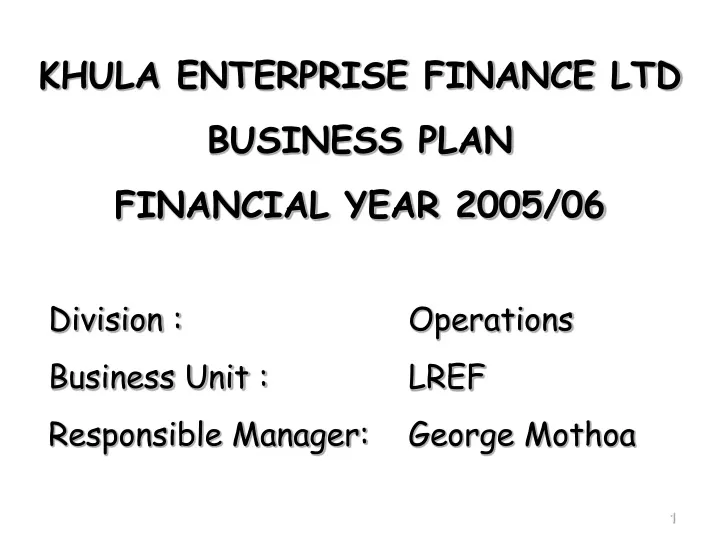 khula enterprise finance ltd business plan