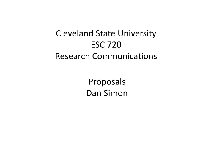 cleveland state university esc 720 research communications
