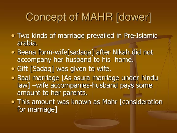 concept of mahr dower