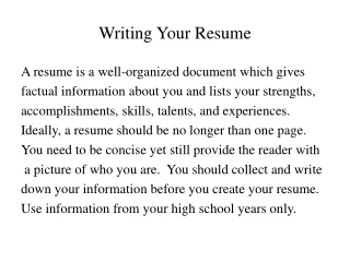 Writing Your Resume