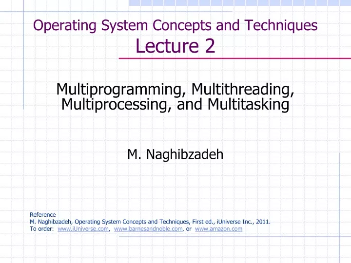 operating system concepts and techniques lecture 2