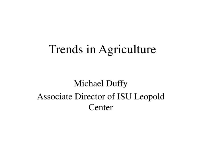 trends in agriculture