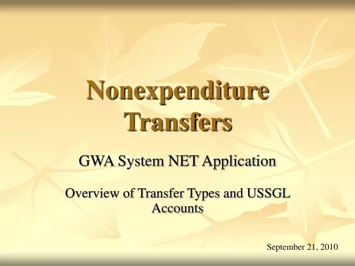 nonexpenditure transfers