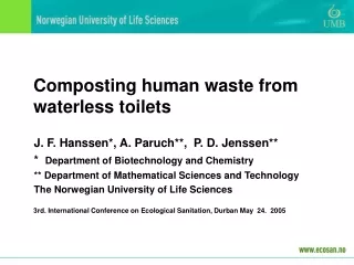 Composting human waste from waterless toilets