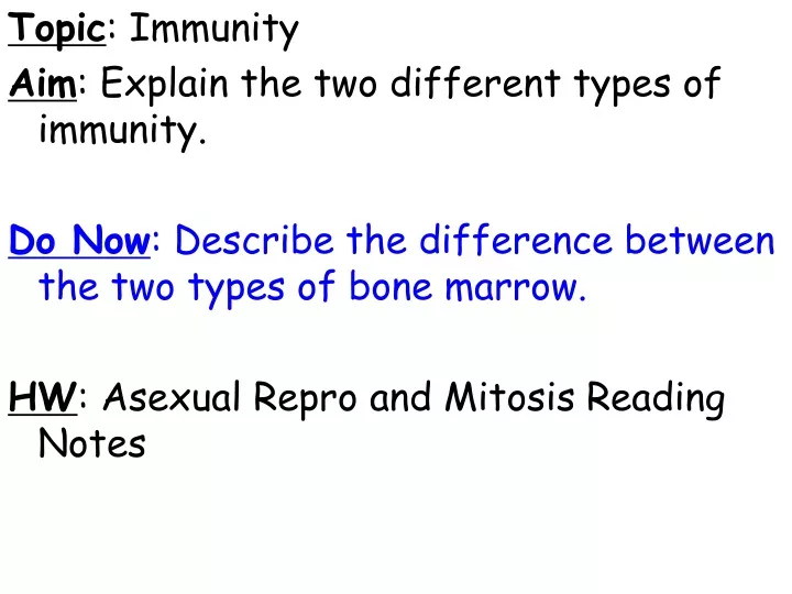 topic immunity aim explain the two different