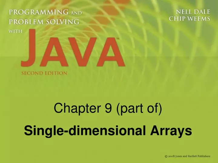 chapter 9 part of single dimensional arrays