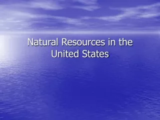 Natural Resources in the United States