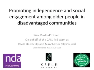 promoting independence and social engagement among older people in disadvantaged communities