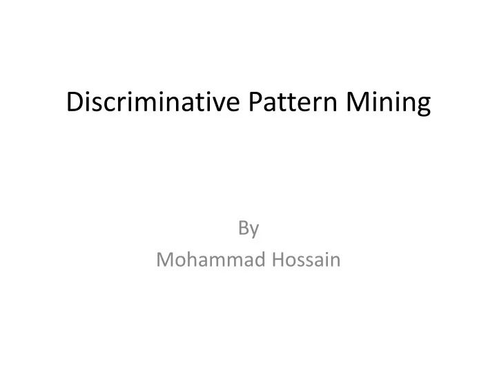 discriminative pattern mining