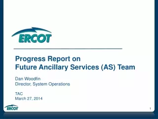 Progress Report on  Future Ancillary  Services (AS ) Team Dan  Woodfin Director, System Operations