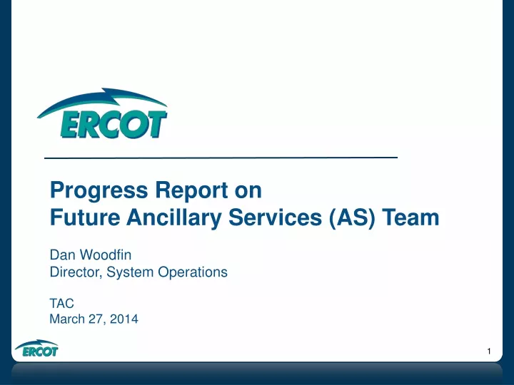 progress report on future ancillary services