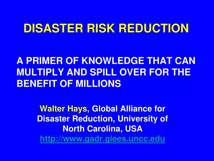 disaster risk reduction