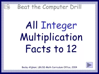 All  Integer  Multiplication Facts to 12