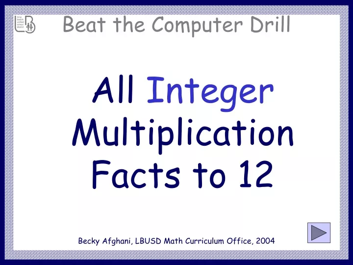 all integer multiplication facts to 12