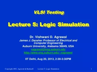 VLSI Testing Lecture 5: Logic Simulation