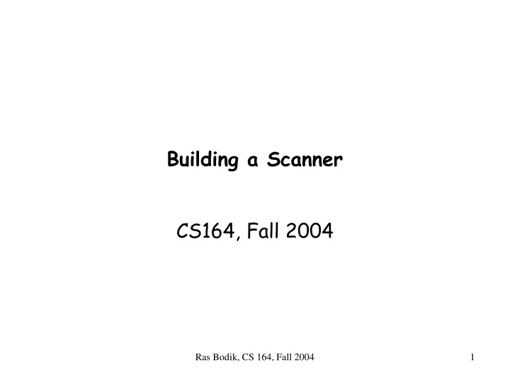 building a scanner