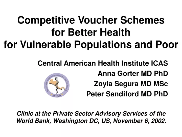 competitive voucher schemes for better health for vulnerable populations and poor