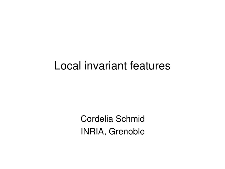 local invariant features