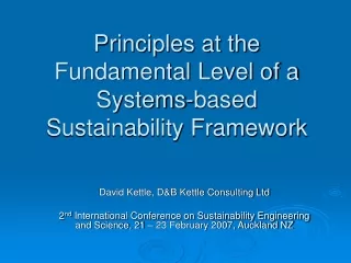 Principles at the Fundamental Level of a Systems-based Sustainability Framework