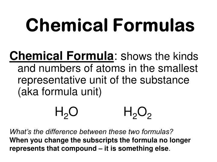 chemical formula s hows the kinds and numbers