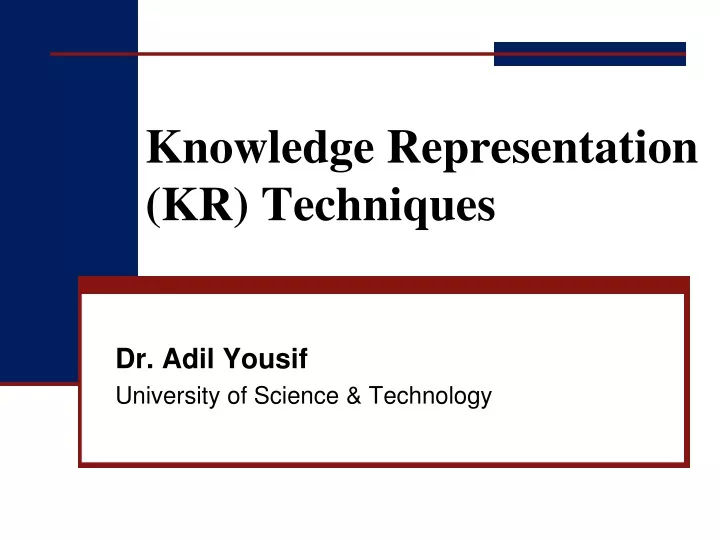 knowledge representation kr techniques