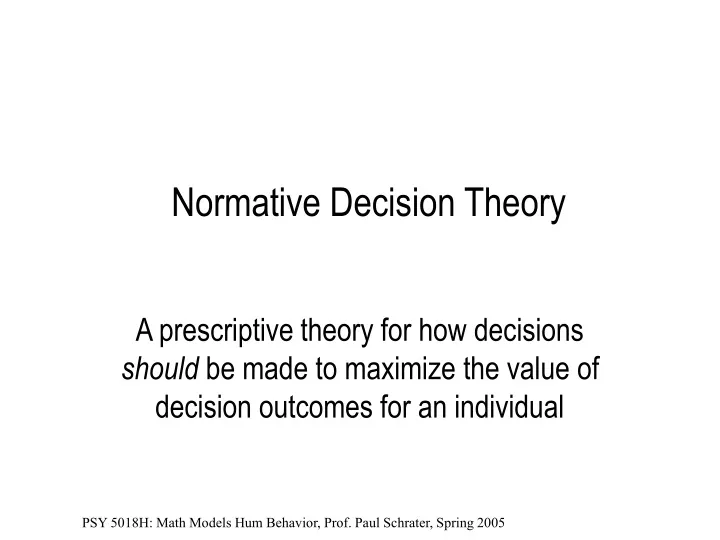 normative decision theory