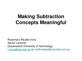 Making Subtraction Concepts Meaningful