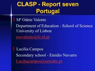 CLASP - Report seven Portugal