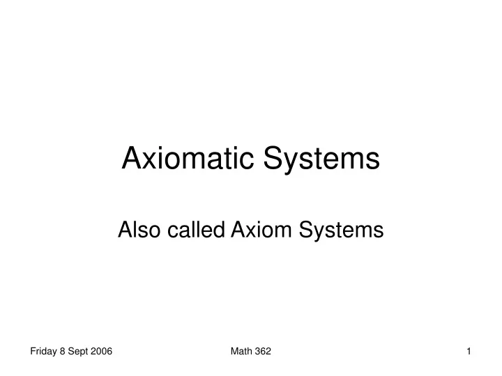 axiomatic systems
