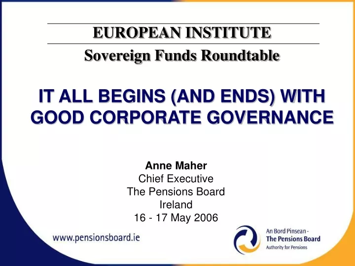 anne maher chief executive the pensions board ireland 16 17 may 2006
