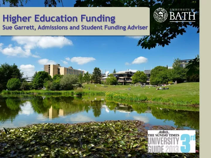 higher education funding sue garrett admissions