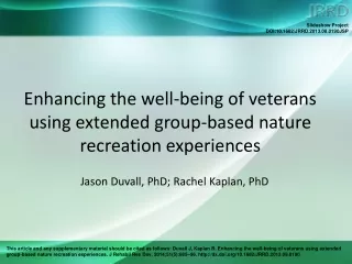 Enhancing the well-being of veterans using extended group-based nature recreation experiences