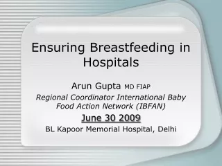 Ensuring Breastfeeding in Hospitals