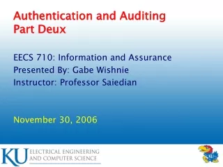 Authentication and Auditing Part Deux