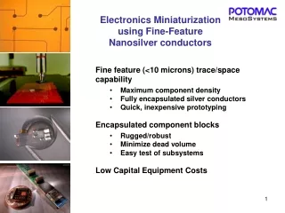 Electronics Miniaturization using Fine-Feature Nanosilver conductors