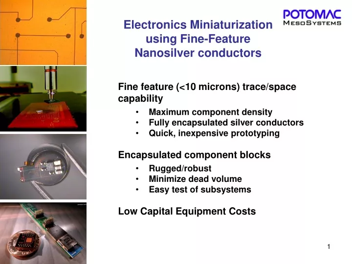 electronics miniaturization using fine feature nanosilver conductors
