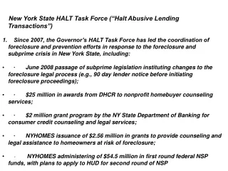 New York State HALT Task Force (“Halt Abusive Lending Transactions”)