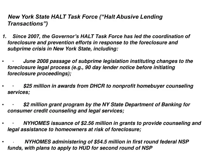 new york state halt task force halt abusive