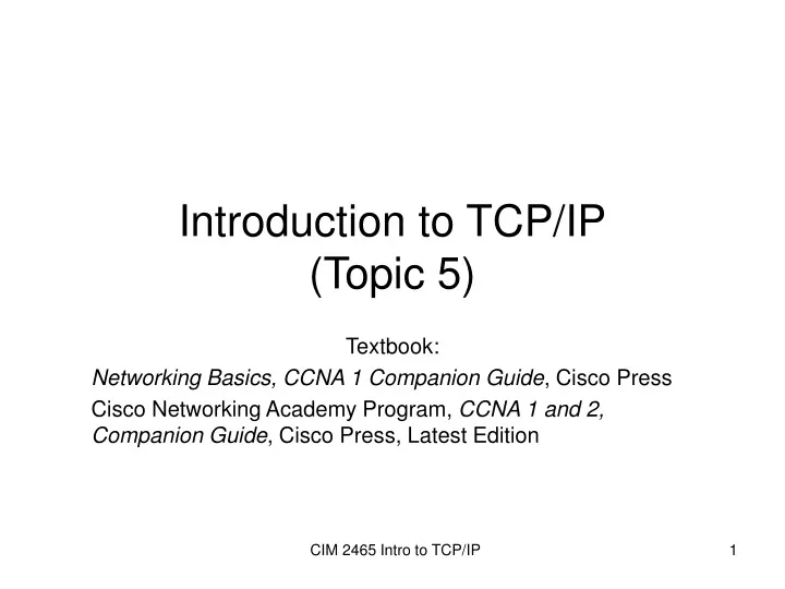 introduction to tcp ip topic 5