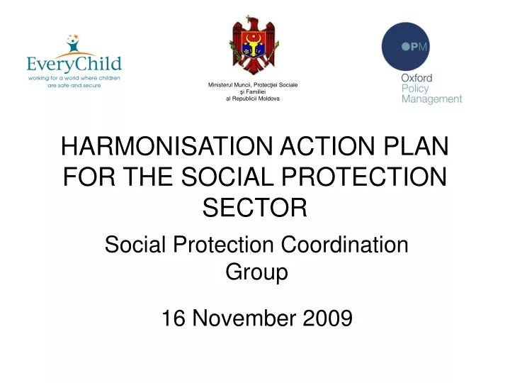 harmonisation action plan for the social protection sector