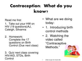 Contraception:  What do you know?