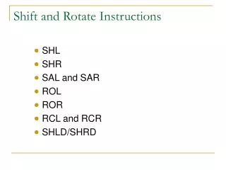 Shift and Rotate Instructions