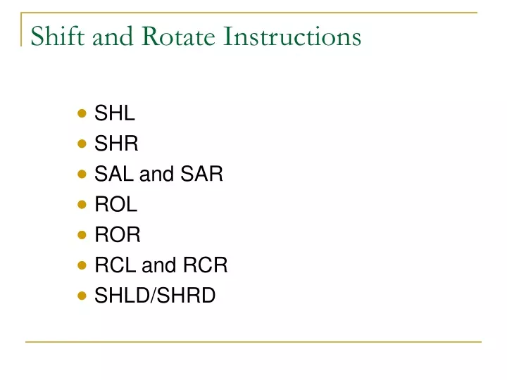 shift and rotate instructions