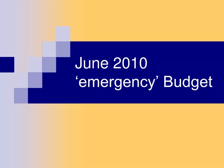 june 2010 emergency budget